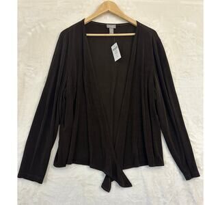 NWT Chico's Travelers Tie Drape Jacket Top 3 XL Brown Slinky